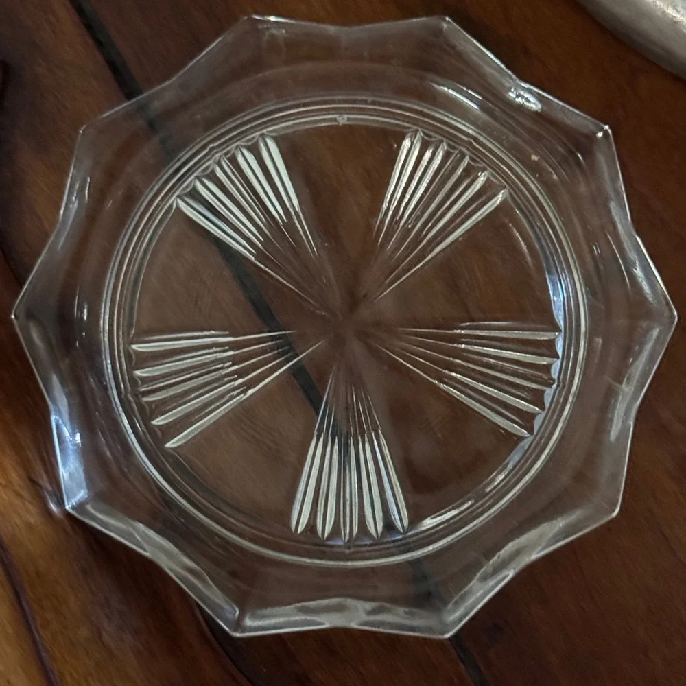Vintage Barware Coaster Set Reims French Crystal Sunburst Cottagecore